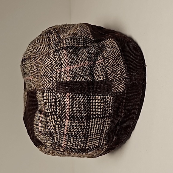 Billabong Hat Cap Newsboy Houndstooth Chevron Plaid Corduroy Wool Brown Lined - Picture 5 of 12